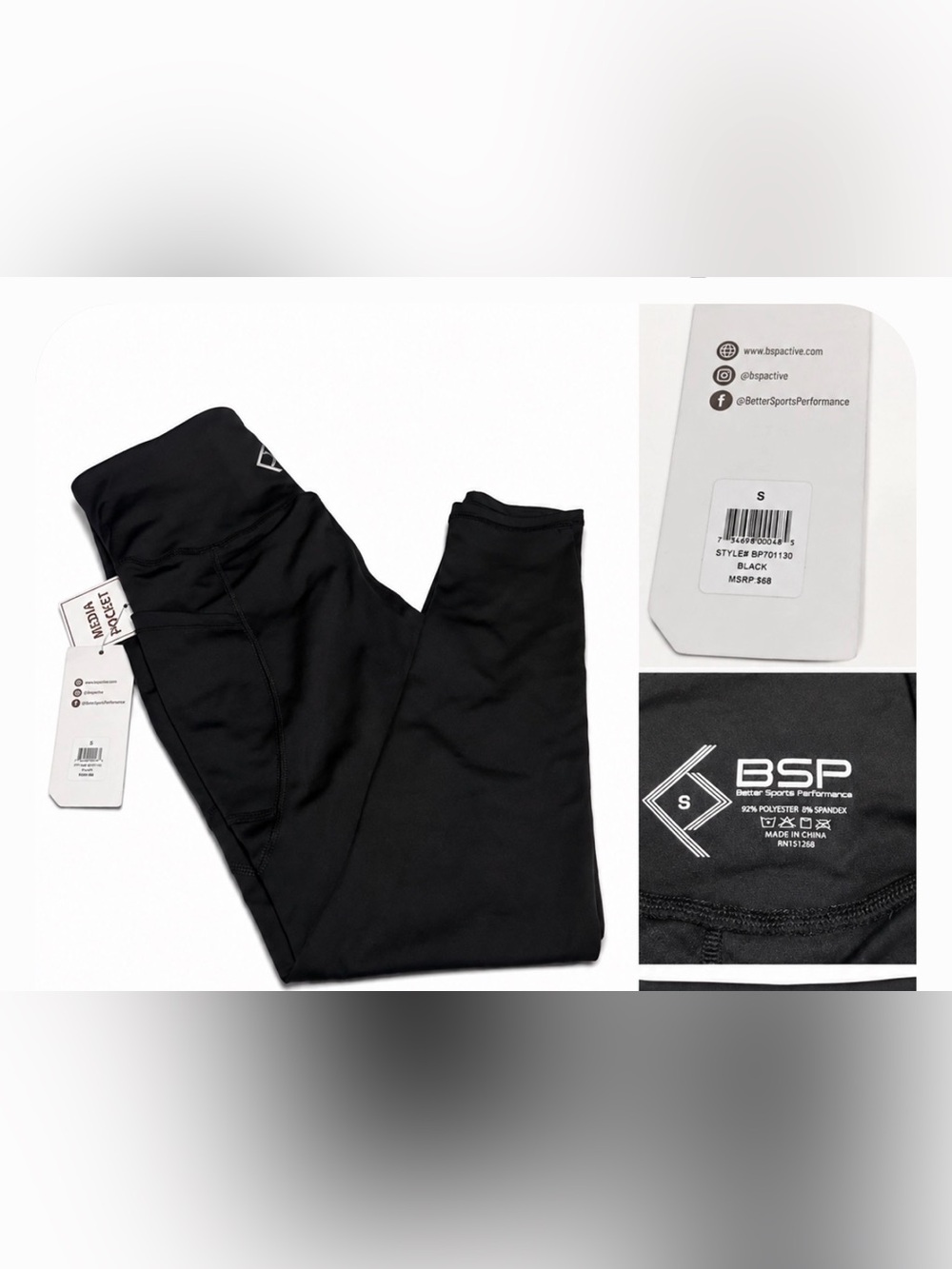 BSP Black High-Waist Performance Leggings